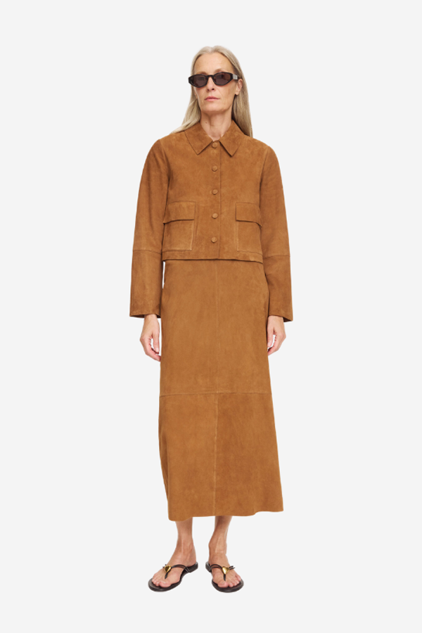 By Malene Birger Annie Suede Jacket in Rusty Sand