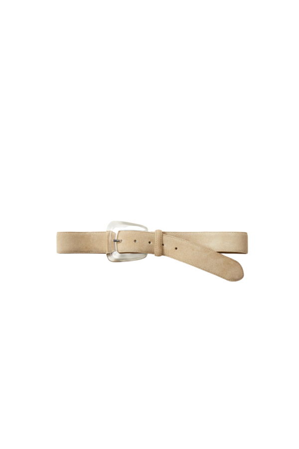 Veronica Beard Suede Resin Arch Belt - Stone Khaki