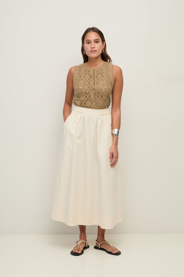 YERSE Long Cotton Poplin Skirt