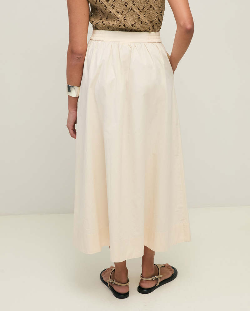 YERSE Long Cotton Poplin Skirt