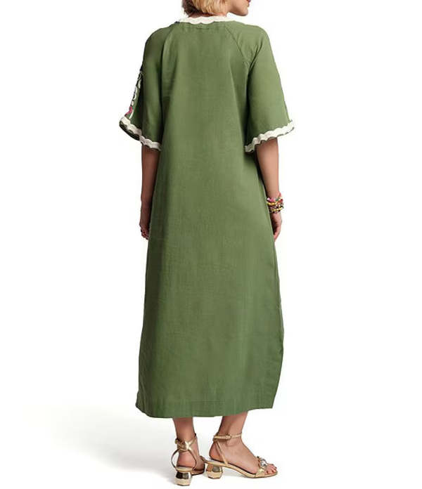 Frances Valentine Peacock Caftan Dress - Treetop/Multi