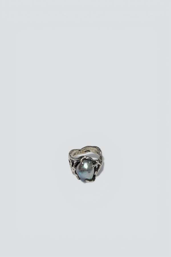 Vintage Pearl Organic Form Ring - Sterling Silver/Grey