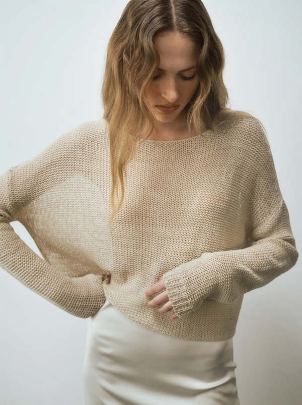 Enza Costa Knit Bateau Sweater - Pearl Grey