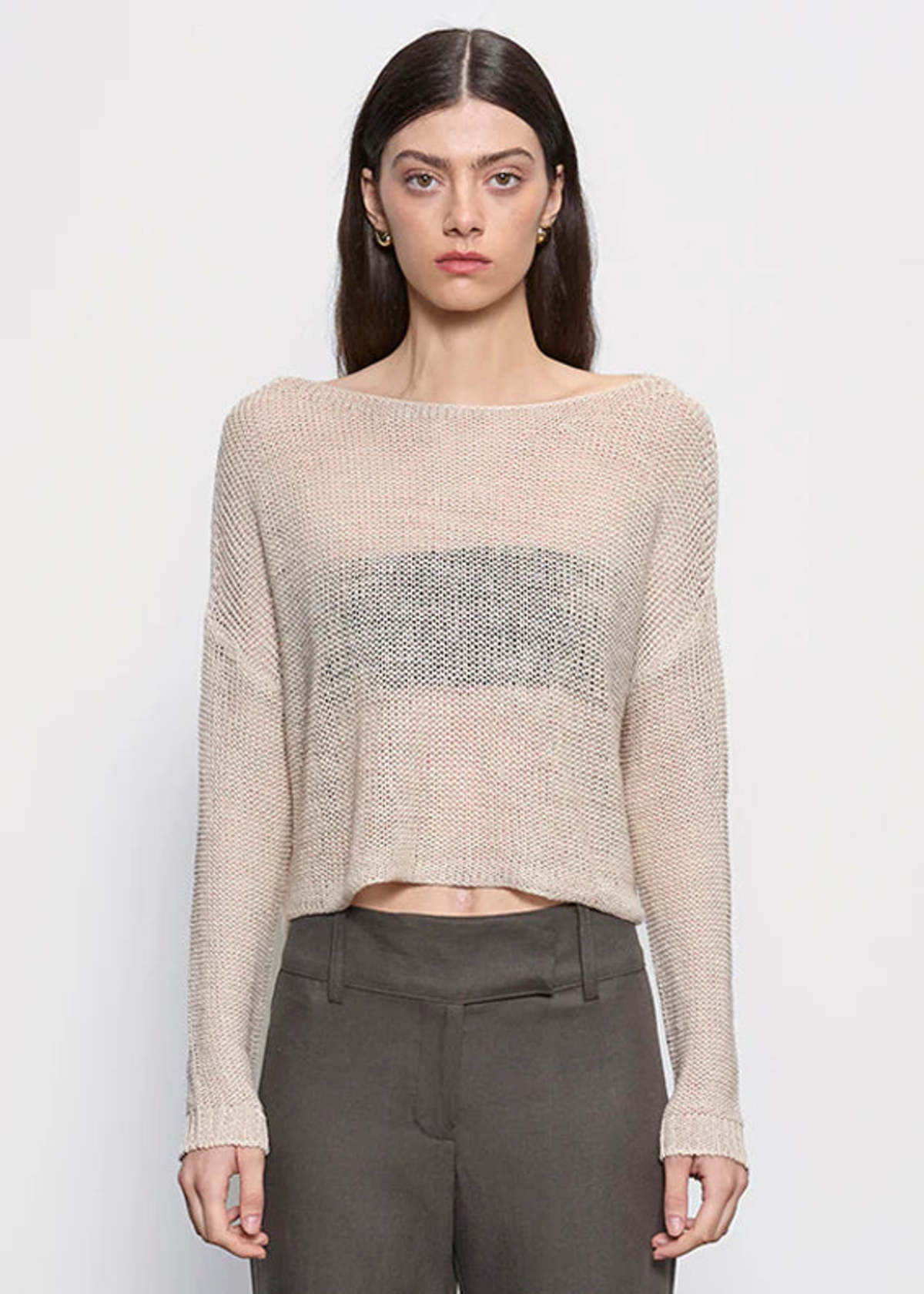 Enza Costa Knit Bateau Sweater - Pearl Grey - Image 2 of 5