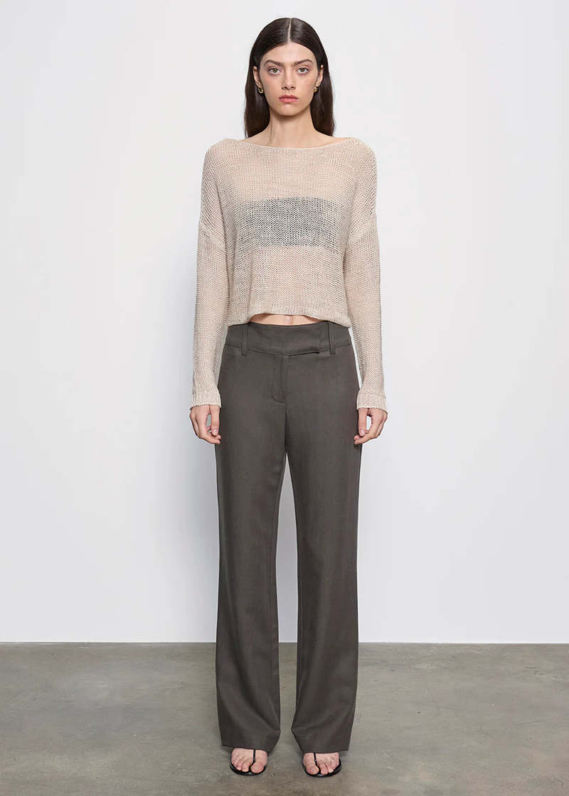 Enza Costa Knit Bateau Sweater - Pearl Grey