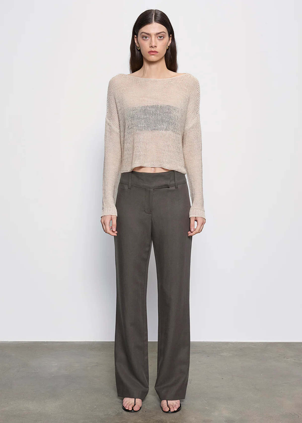 Enza Costa Knit Bateau Sweater - Pearl Grey - Image 3 of 5