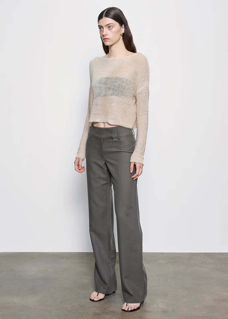 Enza Costa Knit Bateau Sweater - Pearl Grey