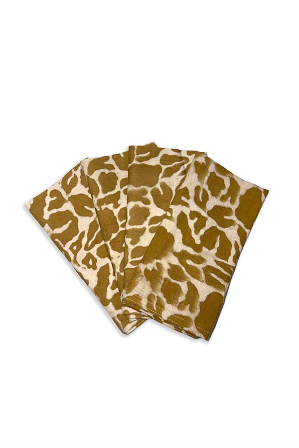 Ichcha Yan Mustard Block Print Napkins Set of 4 Napkins