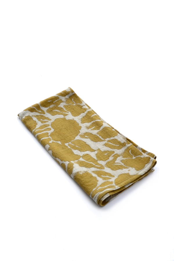 Ichcha Yan Mustard Block Print Napkins Set of 4 Napkins