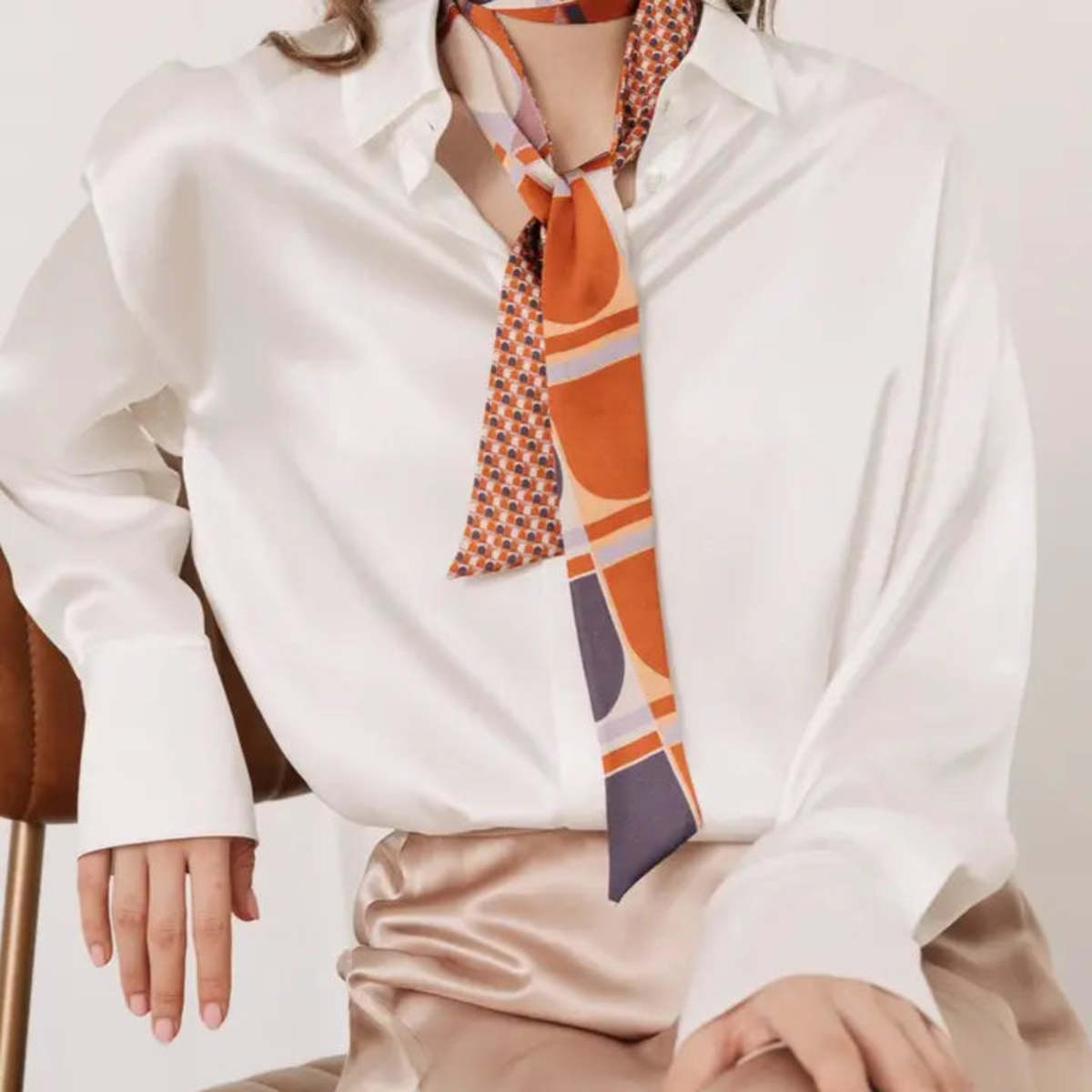 Lost Pattern Modular Silk Skinny Scarf - Image 1 of 4