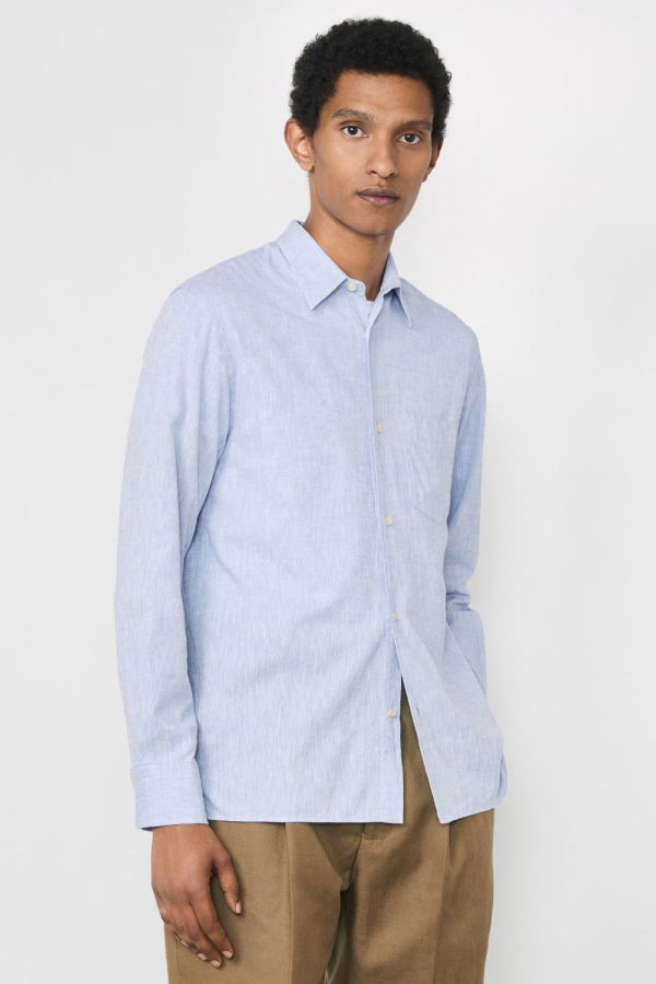 Officine Generale Guido Shirt Slub Cotton - Dream Blue