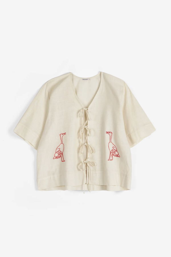 Bobo Choses Embroidery Tie Blouse Top