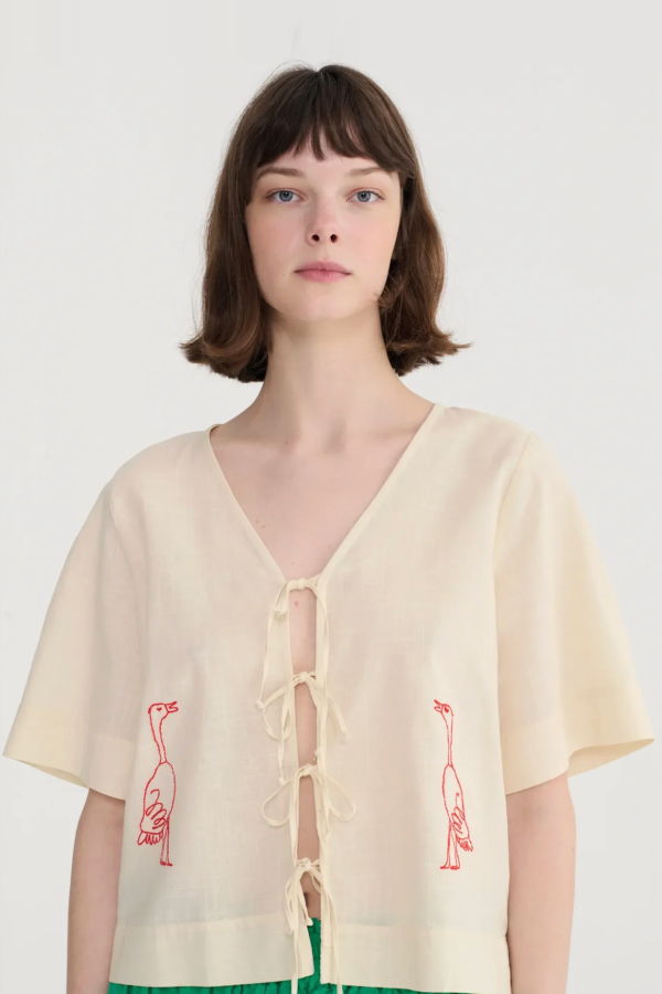 Bobo Choses Embroidery Tie Blouse Top