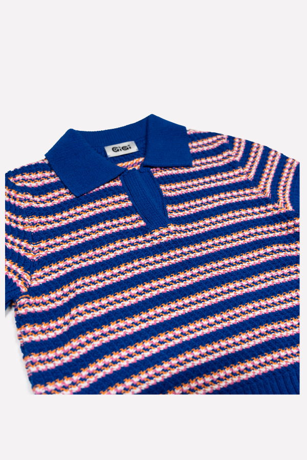 Gigi Knitwear Stripe Polo Top