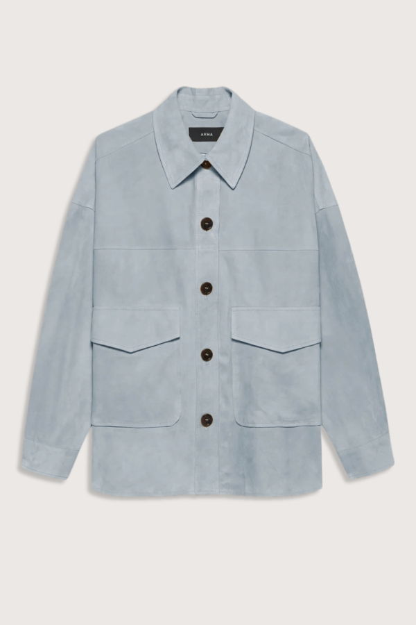 Arma Kaylee Lamb Suede Shirt Jacket - Vintage Blue
