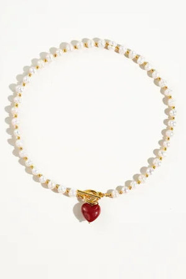 Flânerie Wren Natural Pearl Heart Necklace
