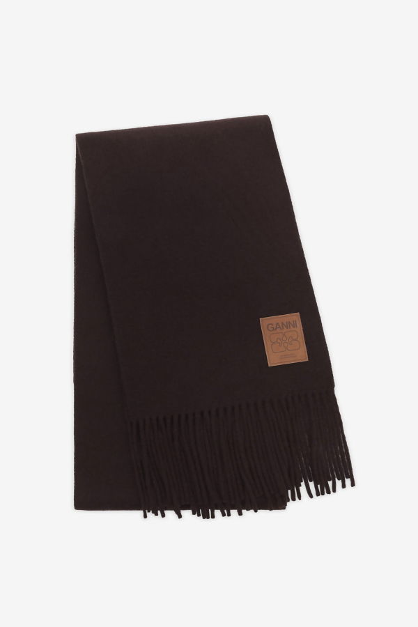 Ganni Double Face Wool Knit Scarf