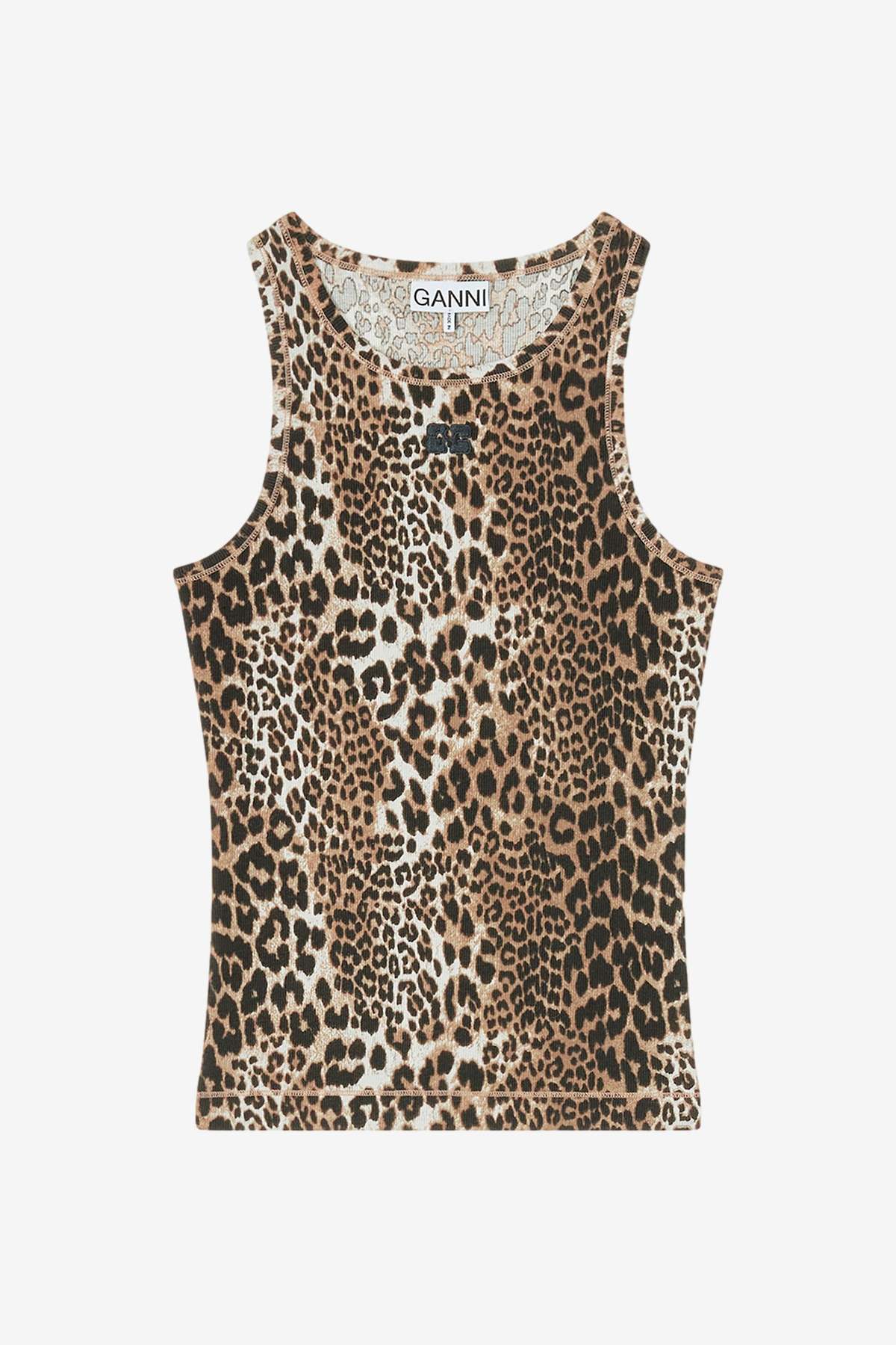 Ganni Soft Cotton Rib Tank Top - Image 1 of 4