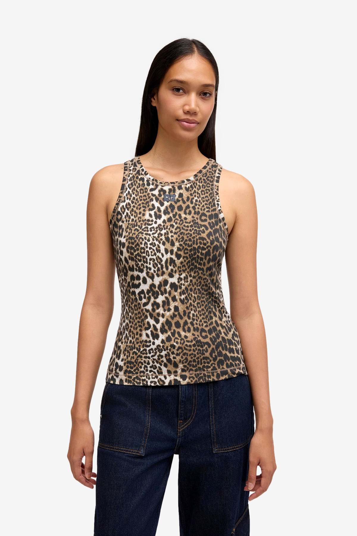 Ganni Soft Cotton Rib Tank Top - Image 4 of 4