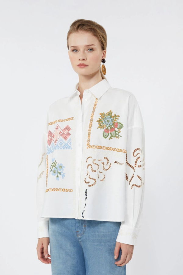 Weekend Max Mara Cotton Blouse With Embroideries