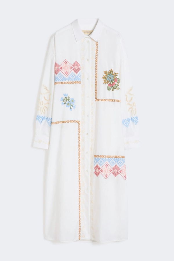 Weekend Max Mara Poplin Shirt Dress With Embroideries Dress