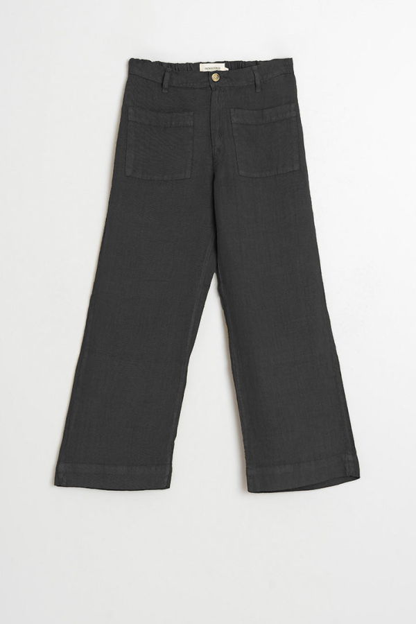 Indi & Cold Wide Leg Linen Trousers - Carbon