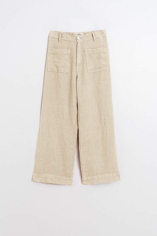 Indi & Cold Wide Leg Linen Trousers - Stone