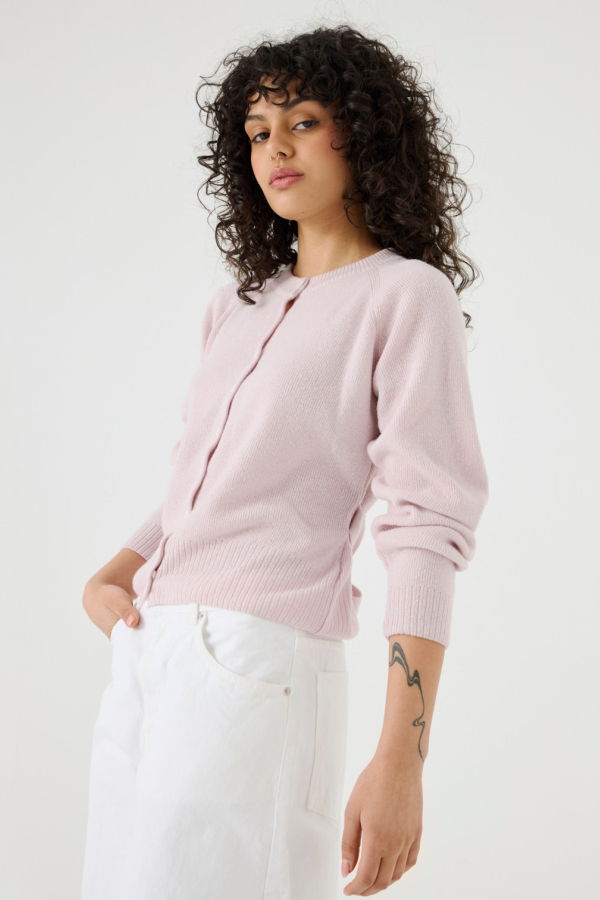 The Knotty Ones Indraja Wool & Cashmere Cardigan - Dusty Pink