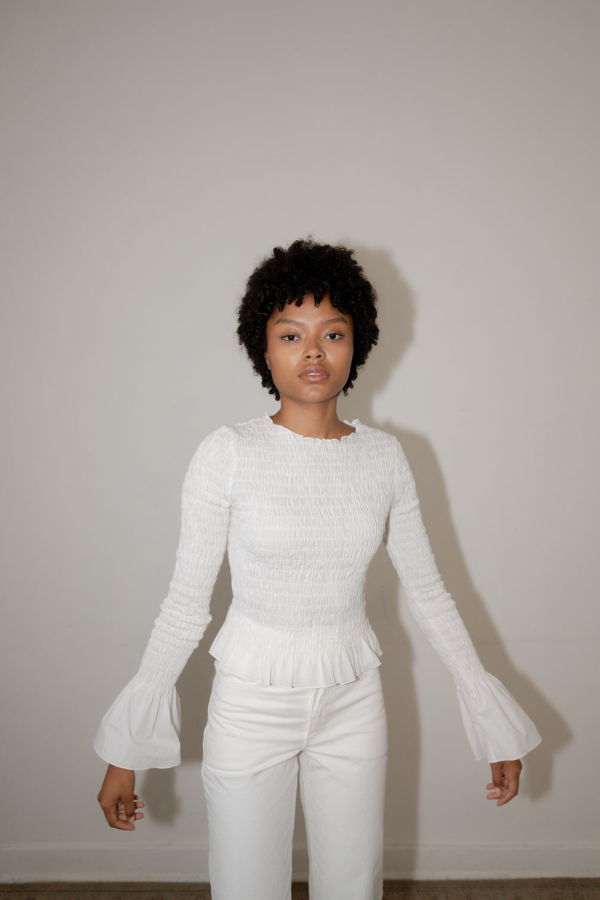 Zii Ropa ILA Smock Top - White Pinstripe