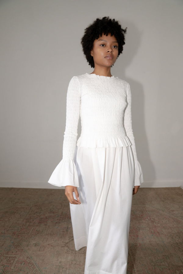 Zii Ropa ILA Smock Top - White Pinstripe