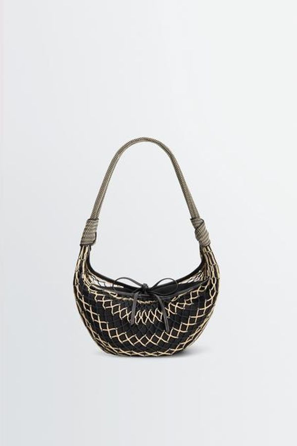 Lemaire Chevron Light Beige Bla Shoulder Bag