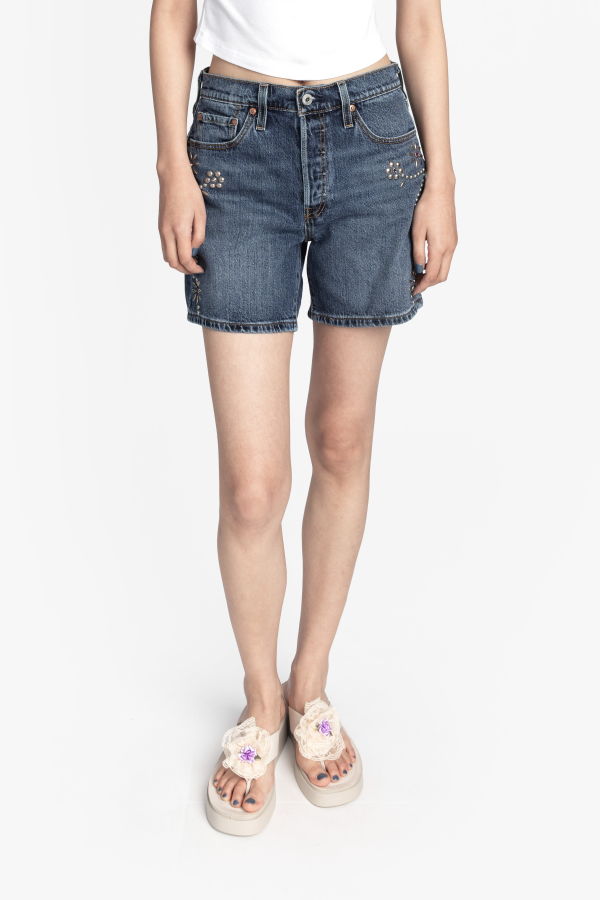 Anna Sui Studded Denim Shorts