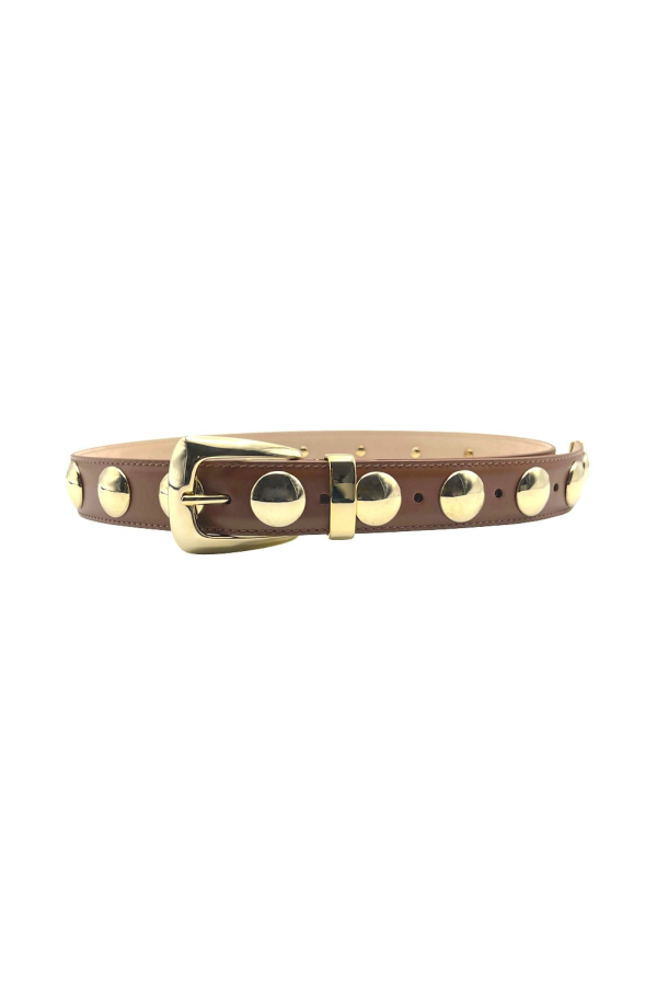 khaite Benny Belt With Gold Studs Belt - Tan Gold