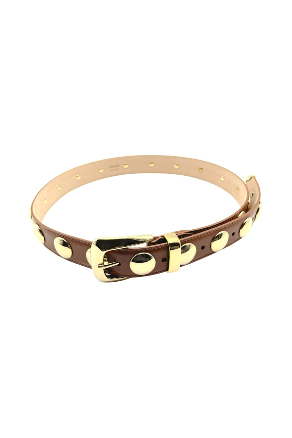 khaite Benny Belt With Gold Studs Belt - Tan Gold