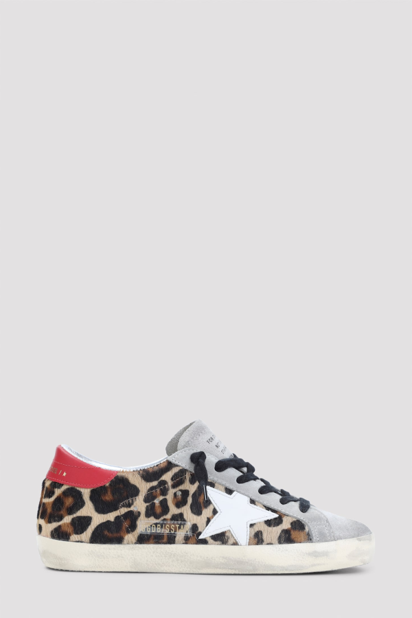 Golden Goose Leopard Cow Leather Superstar Sneakers - Leopard White Red