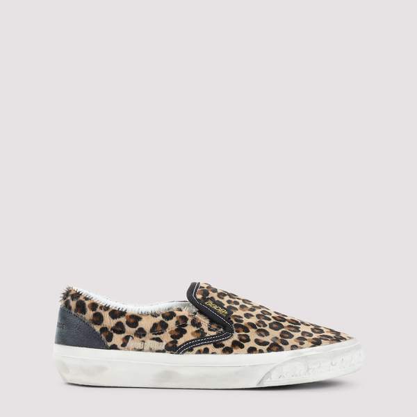 Golden Goose Leopard Slip-On Sneakers - Black Brown