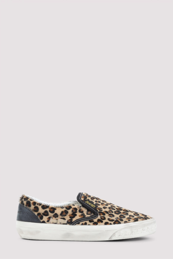 Golden Goose Leopard Slip-On Sneakers - Black Brown