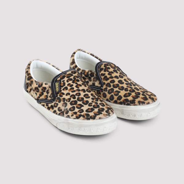 Golden Goose Leopard Slip-On Sneakers - Black Brown