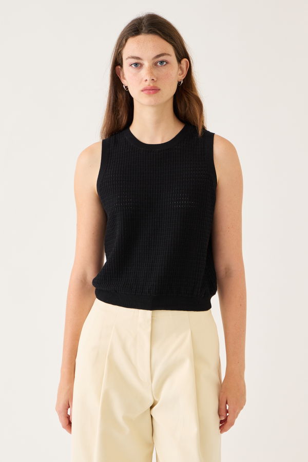 demylee Issa Waffle Pointelle Cotton Top