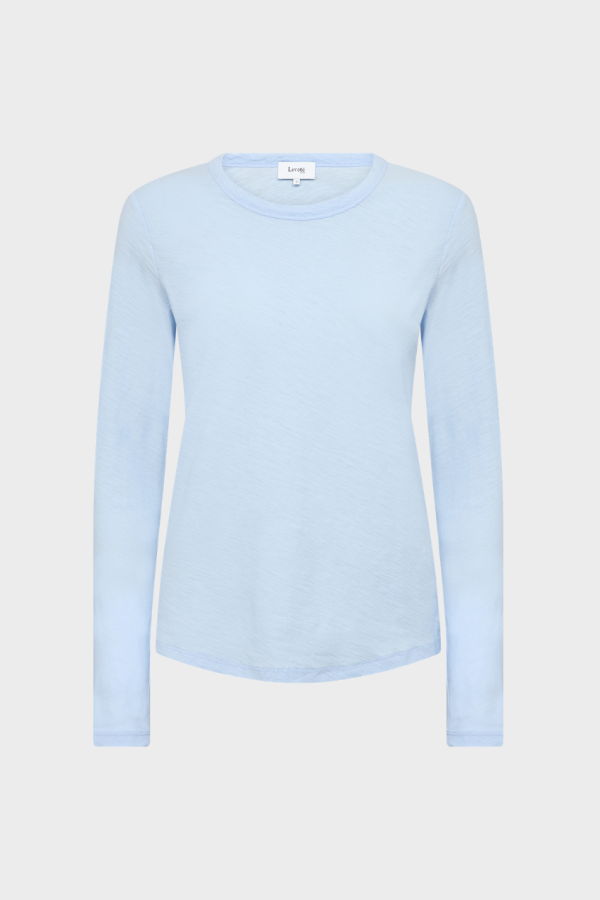 Levete Room Any3 Long Sleeve Crew Neck T-Shirt Top - Windsurf Blue