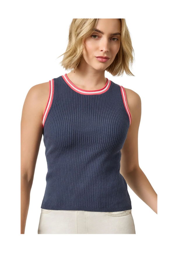 Lilla P. Contrast Trim Knit Tank