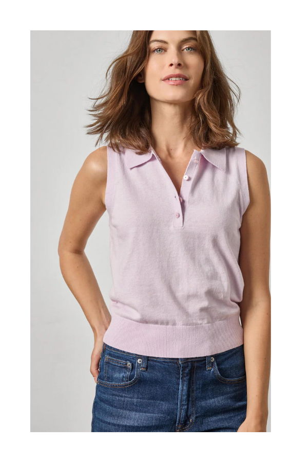 Lilla P. Sleeveless Polo Sweater - Purple
