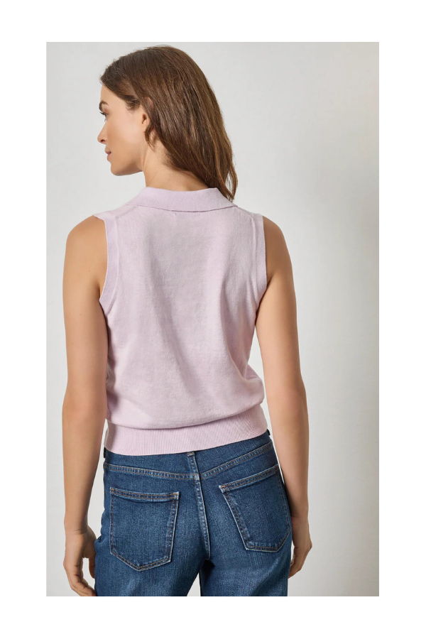 Lilla P. Sleeveless Polo Sweater - Purple