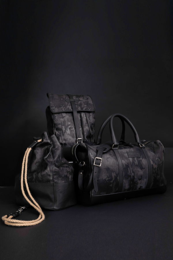 Prince of Scots Wanderlust Leather Duffle Bag - Grey Camo