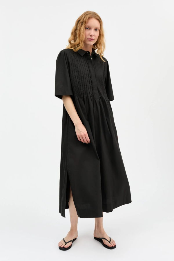 skall studio Robe Chemisier Dot Dress - Black