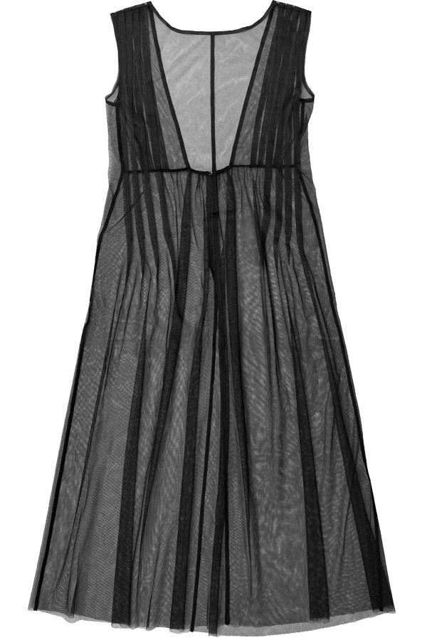 Ali Golden Pleated Mesh High Neck Dress