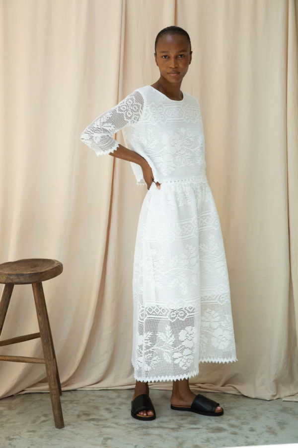 beaumont organic Lyla-Fay Cotton Lace Skirt - White