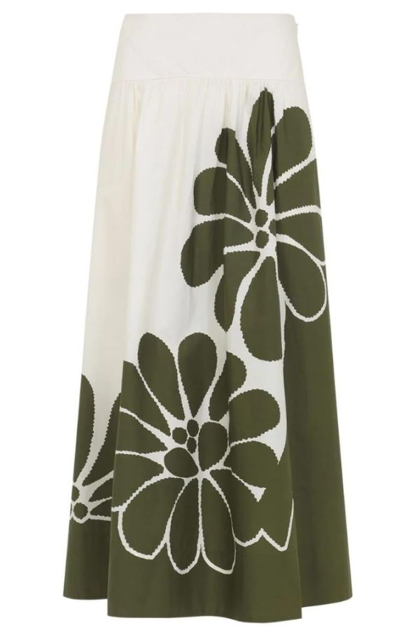 Farm Rio Palermo Organic Cotton Midi Skirt - Palermo Green
