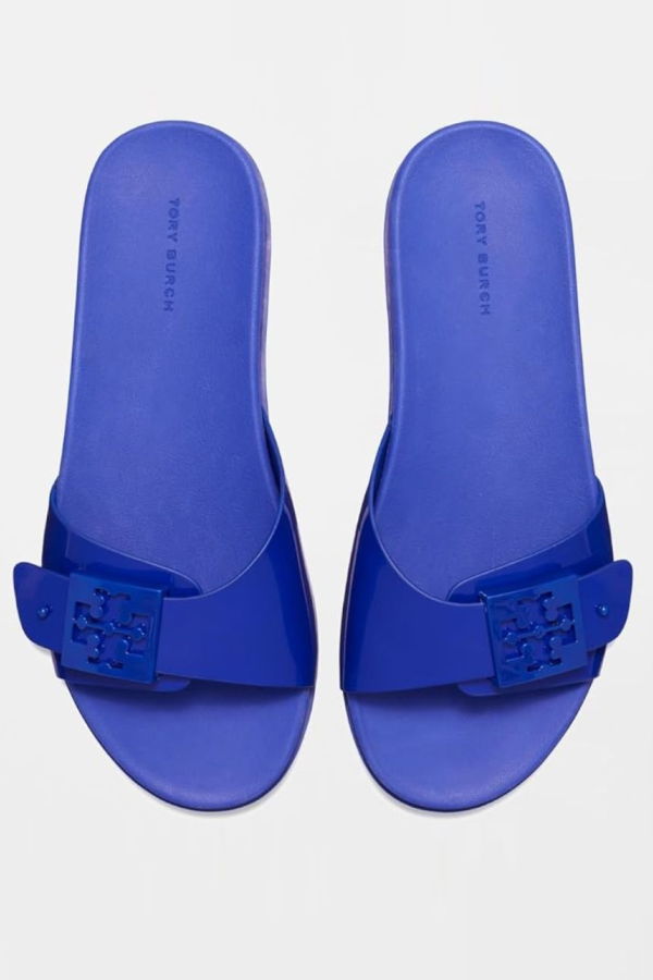 Tory Burch Mellow Buckle Slide Sandals - Dark Blue