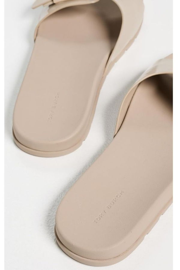 Tory Burch Mellow Buckle Slides - Stone Gray